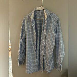 Bugatchi Light Blue Plaid Shirt